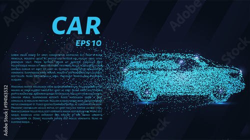 The car of the particles. The crossover consists of circles and points. Vector illustration.