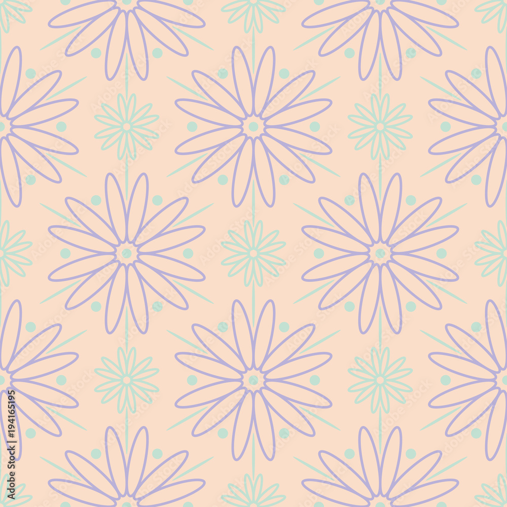 Beige floral background. Seamless pattern with violet and blue elements Beige floral background. Seamless pattern with violet and blue elements