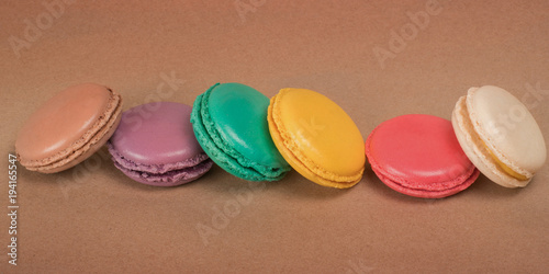 Row of colored macaroons on...