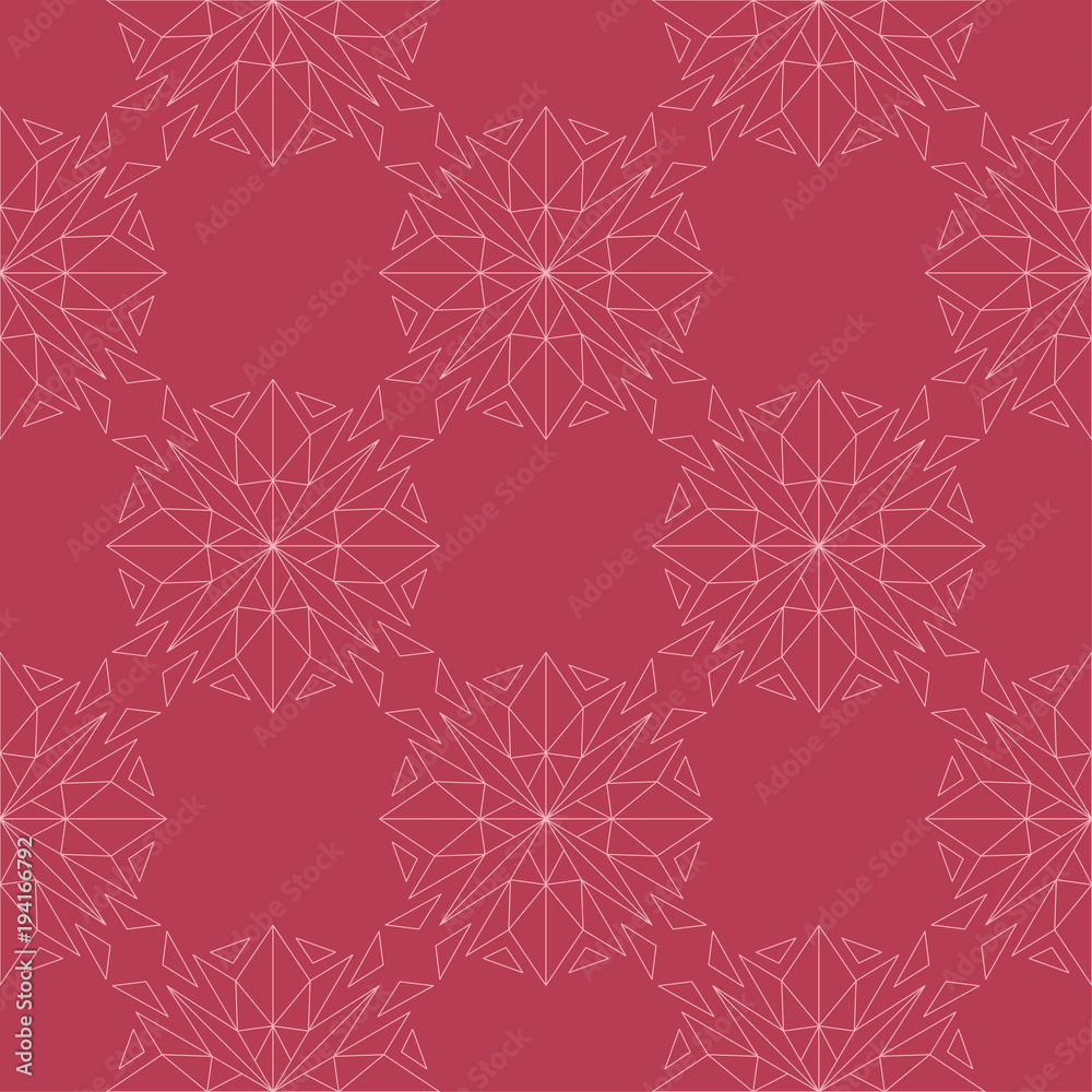 Red floral seamless background. Ornamental pattern