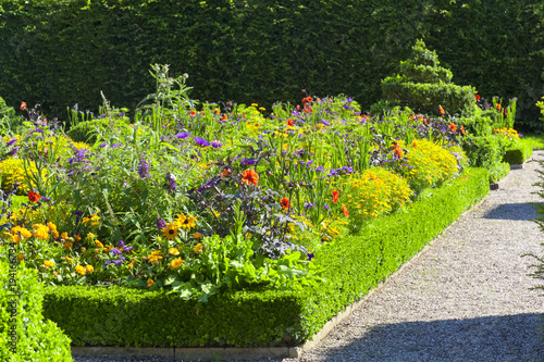 Schönes Blumenbeet am Kiesweg photo