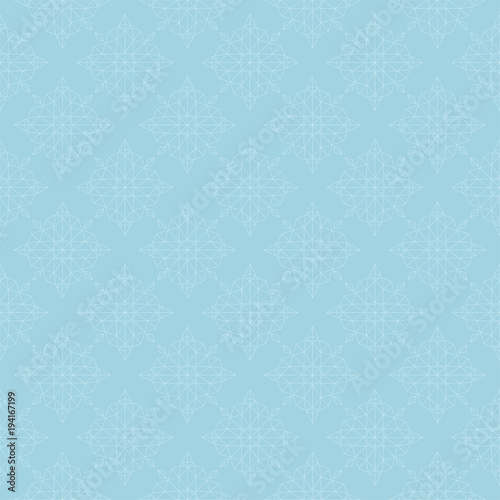 White floral seamless pattern on blue background