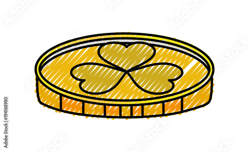 grated gold coin money with clover sign