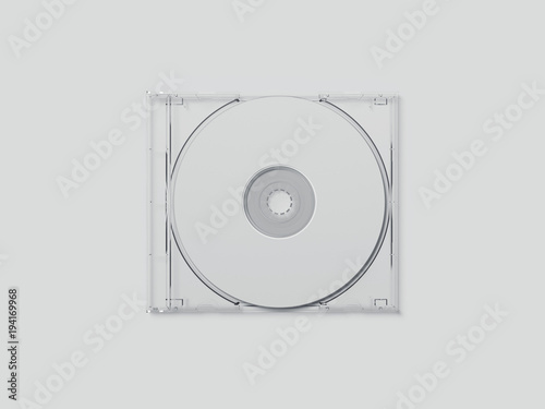 White disk with transparent package. 3d rendering
