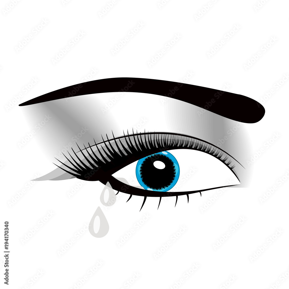 Crying beautiful eyes in anime or manga style with teardrops and light reflections. Highly detailed vector illustration. Emotional expression, sadness, tattoo art. Trendy print. Crying beautiful eyes in anime or manga style with teardrops and light reflections. Highly detailed vector illustration. Emotional expression, sadness, tattoo art. Trendy print.