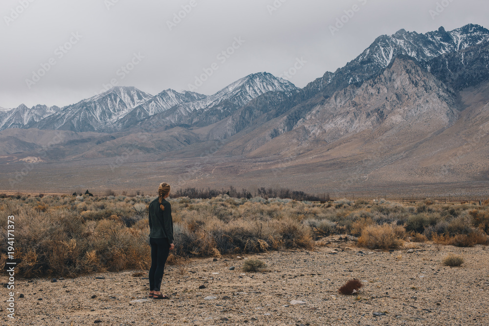 Woman Hiking in The Sierra Nevada Mountains