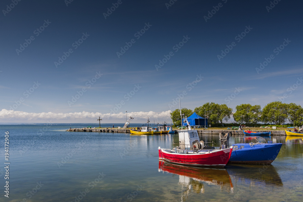 A quiet fishing port and small fishing boats