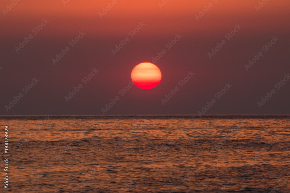sunset, sun, sea, sky, ocean