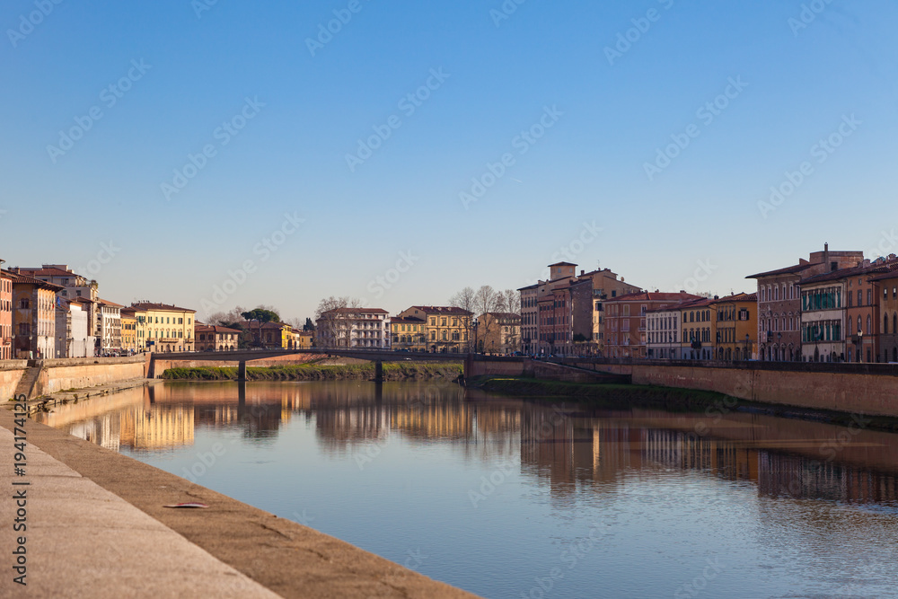 View of Arno river, Pisa, Tuscany, Italy, Europe