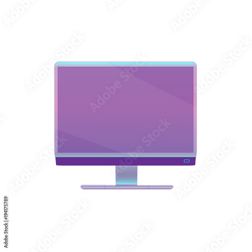 Modern purple, ultraviolet flat screen computer monitor Isolated on White Background. Vector Illustration. Computer display. photo