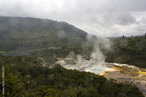 Stunning Geothermal landscape at the Orakei Korako park and waikato river, New Zealand 