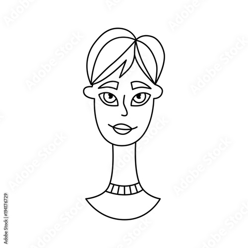 Woman lady line doodle avatar vector illustration