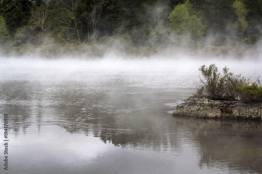 Fototapeta premium Misty lake scenic landscape