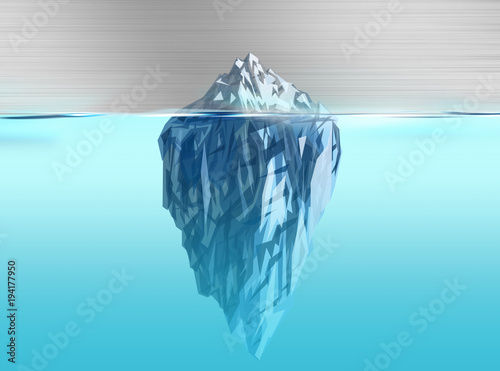 Silver and blue- big iceberg on deep ocean