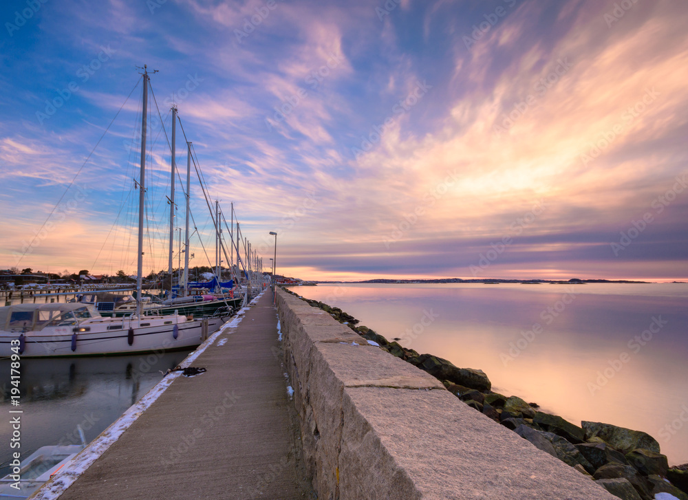 Setting sun glowing with beautiful colors,Saltholmen,Gothenburg,Sweden 2018