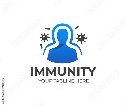 Immunity system logo template. Human immune system vector design. Virus and bacteria illustration
