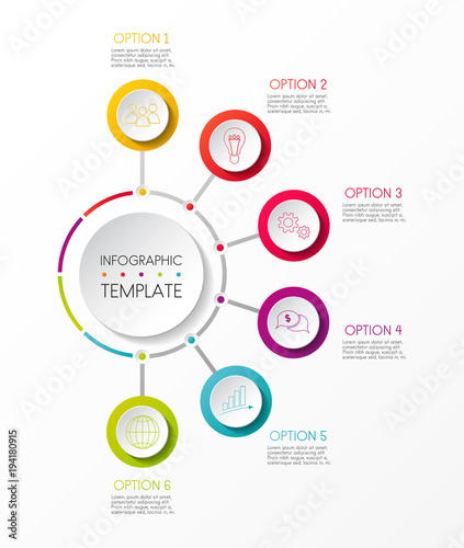 Infographic template with options and colorful icons. Vector.