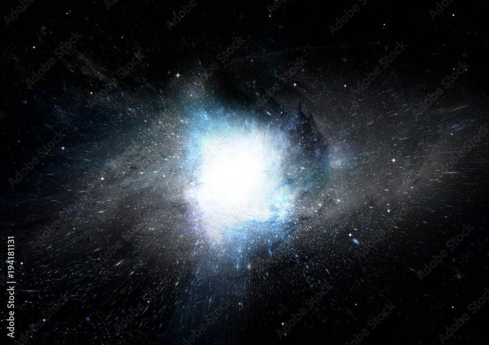 Fototapeta premium Stars, dust and gas nebula in a far galaxy