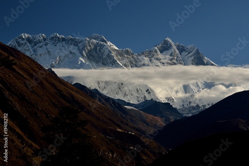 Morning view of Mt. Everest and Mt. Lhotse, Tengboche, Solukhumbu District, Sagarmatha Zone, Himalayas, Nepal, Asia