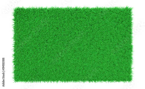 3d rendering rectangular green lawn on a white background