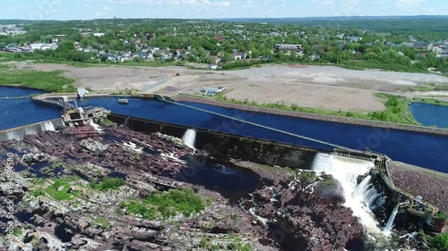 Aerial shot big grand falls hyrdo electric dam Newfoundland Canada photo