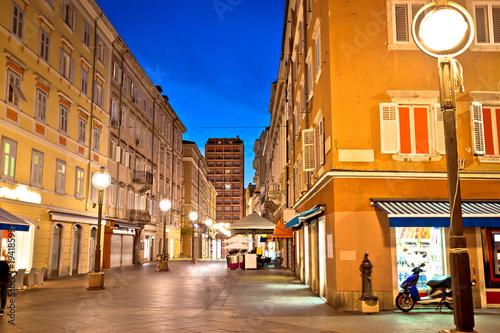 Rijeka main square Korzo evening view photo