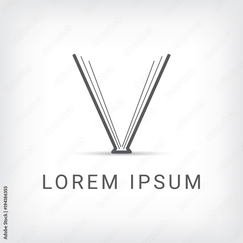 Obraz premium book vector logo design template, letter v symbol, minimal notebook icon, education abstract sign, vector illustration