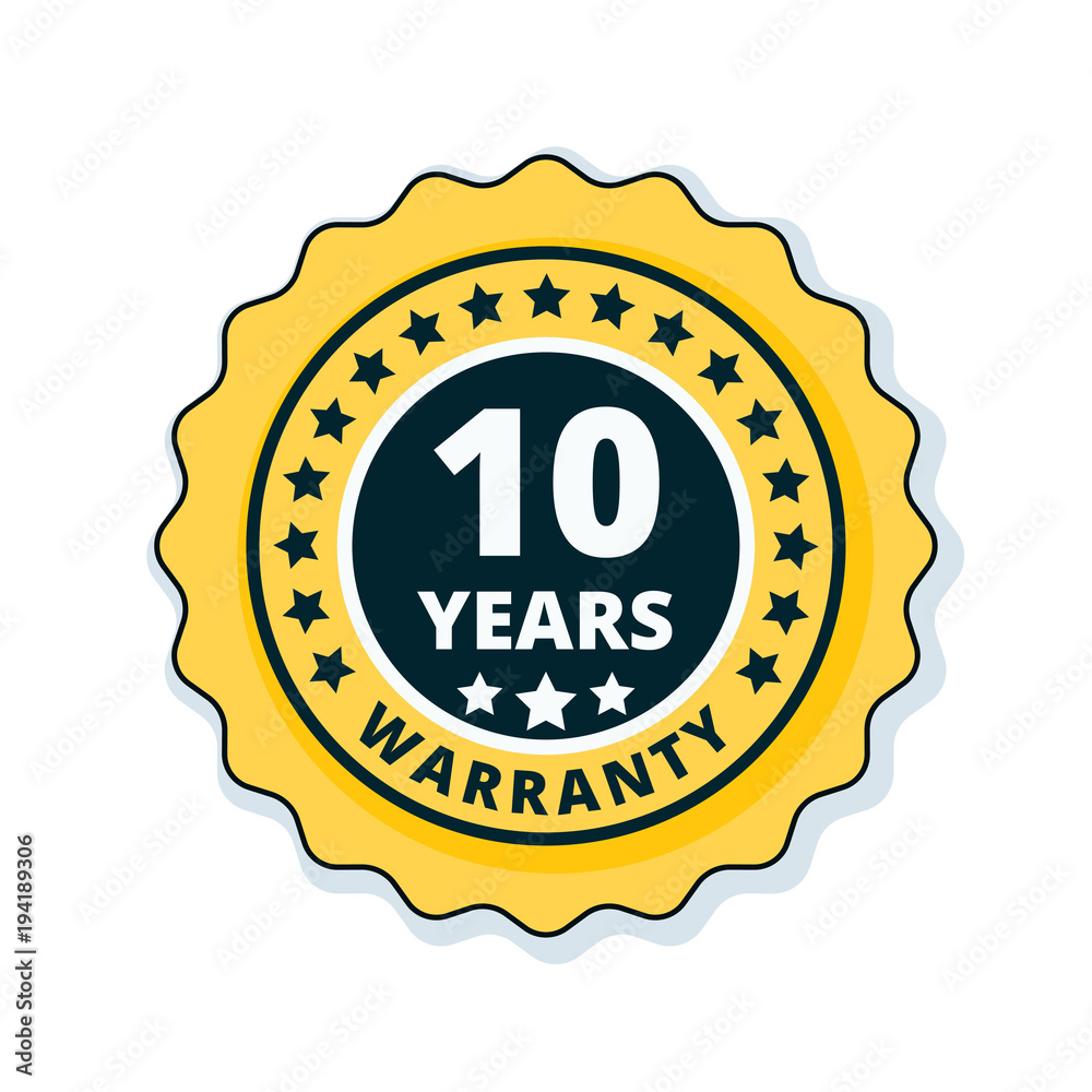 10 Year Warranty Label illustration 10 Year Warranty Label illustration