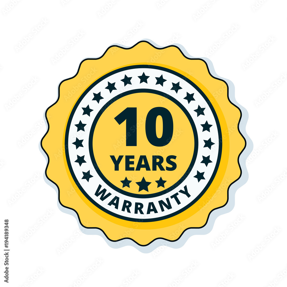 10 Year Warranty Label illustration 10 Year Warranty Label illustration