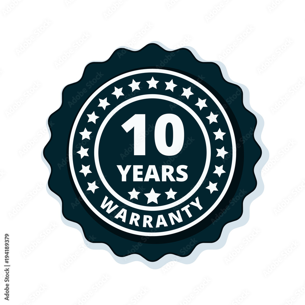 10 Year Warranty Label illustration