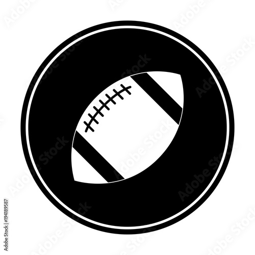 Black and white, circular football (American) icon. Isolated on white