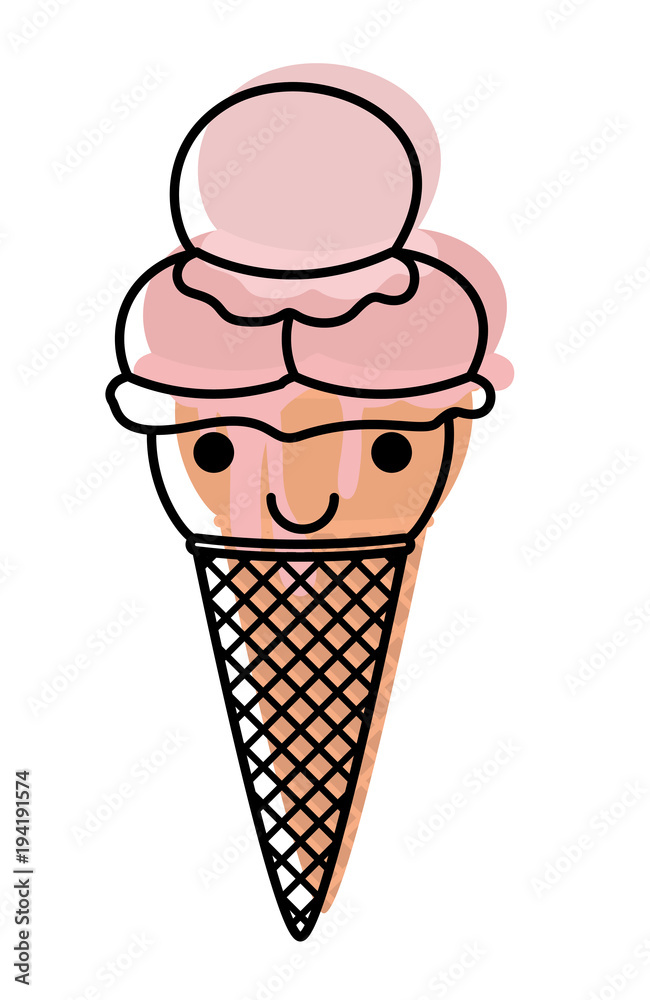 delicious ice cream kawaii character vector illustration design