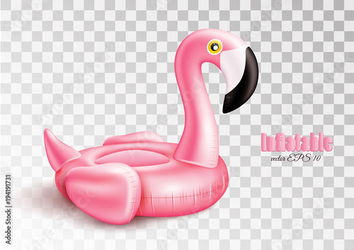 Vector 3d pink flamingo inflatable pool ring