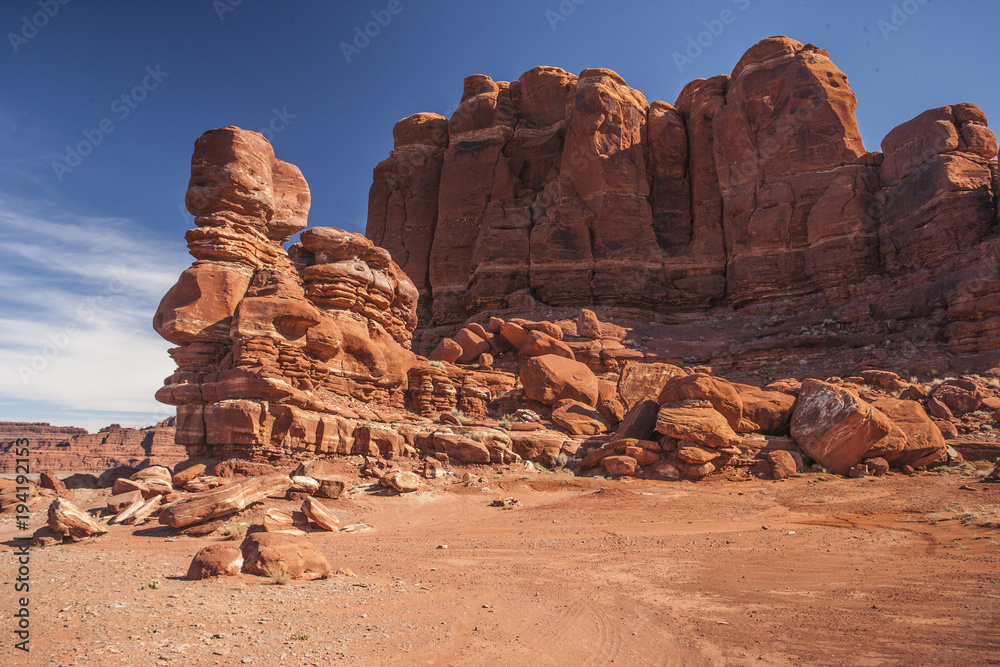 Fototapeta premium Red Rock formations on a trail west of Moab