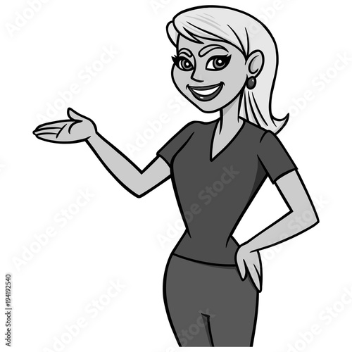 Lady Pointing Illustration - A vector cartoon illustration of a Lady Pointing.