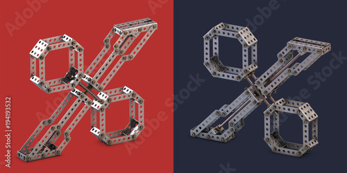 3d rendered metal constructor alphabet