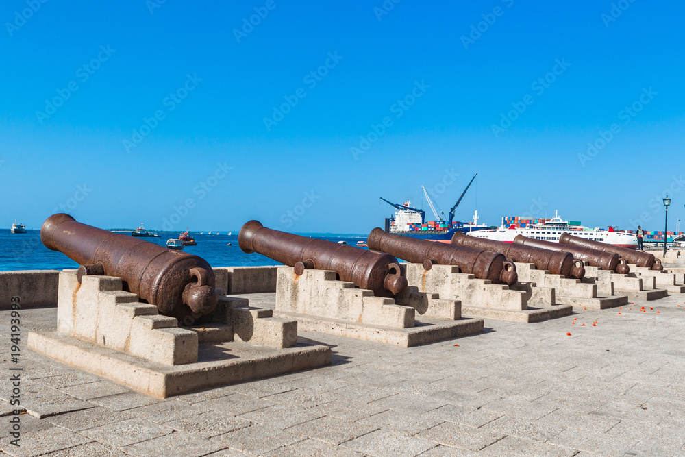 Old cannons. Stone Town, Zanzibar, Tanzania.
