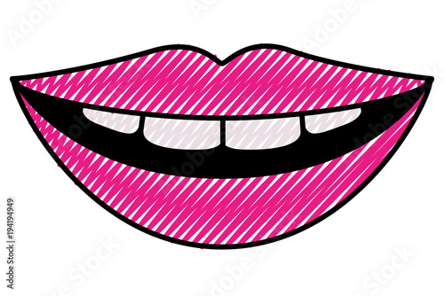 sensuality lips with teeth vector illustration design