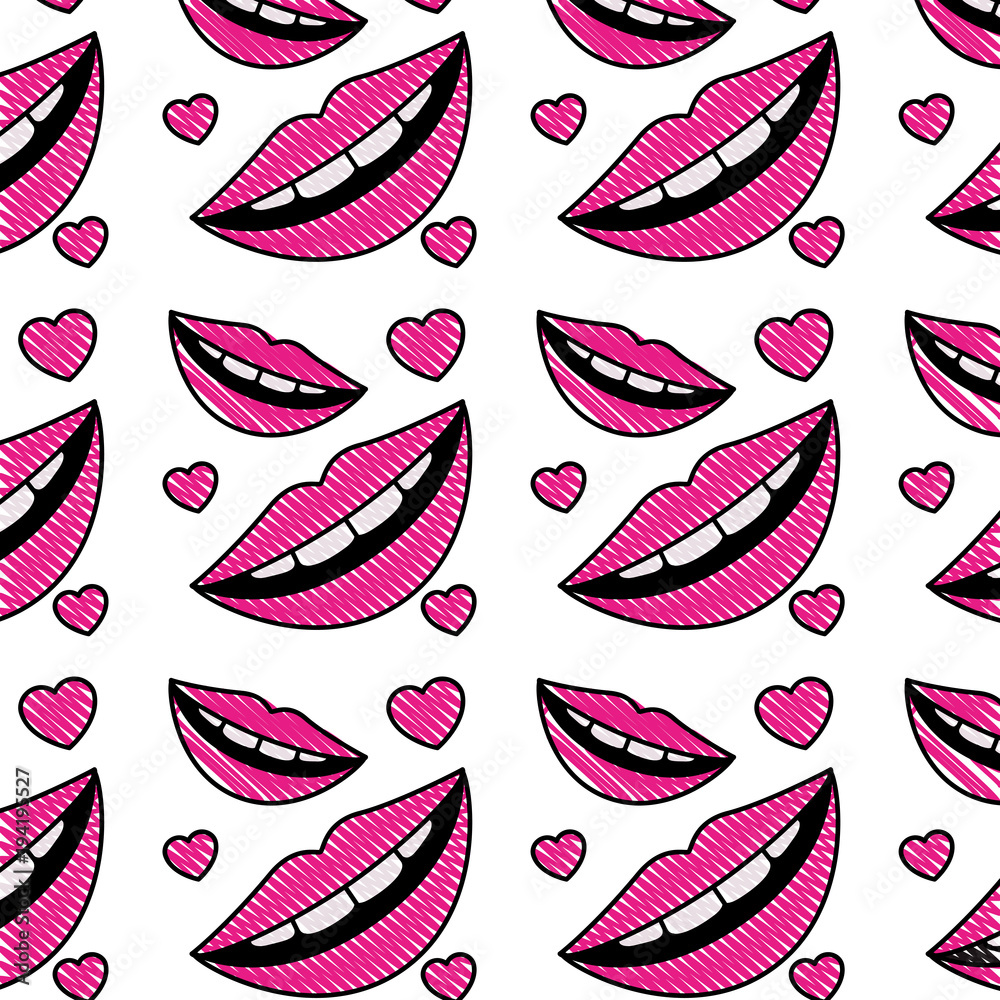 sensuality lips and hearts pattern background vector illustration design sensuality lips and hearts pattern background vector illustration design