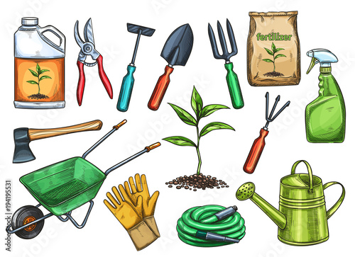 Gardening tools vector