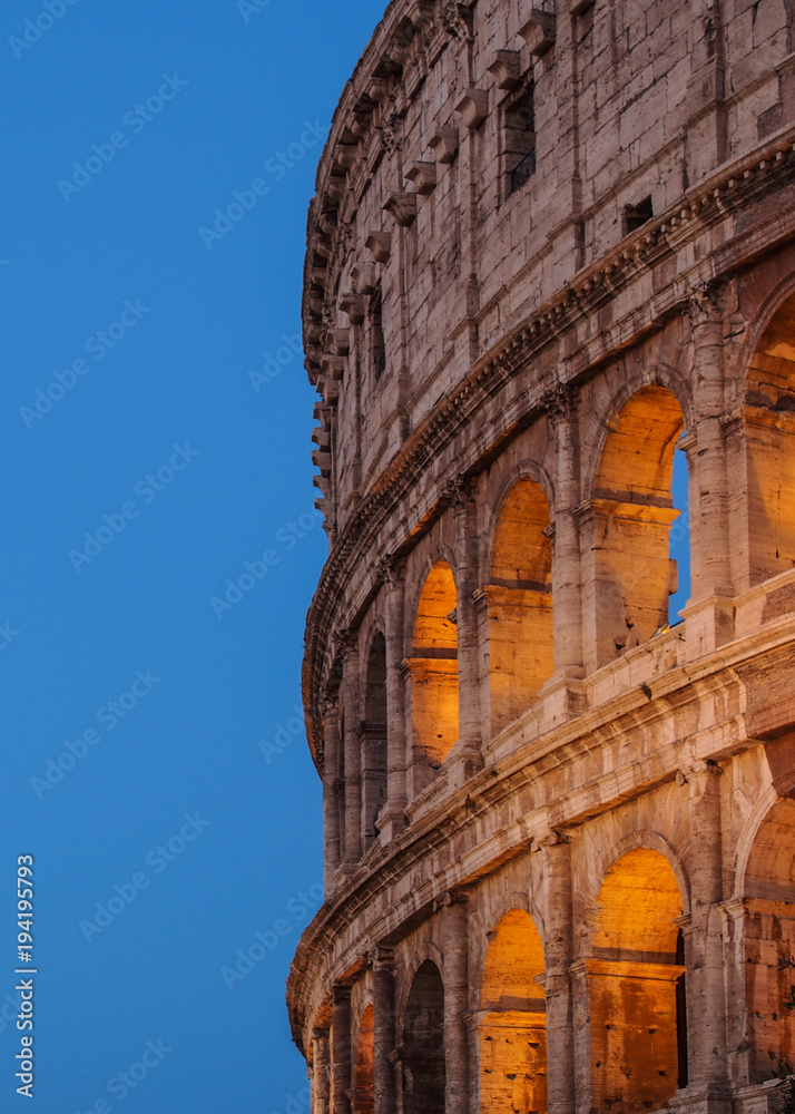Colosseum at twilight time, Rome, Italy