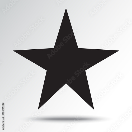 Star icon  black silhouette with shadow. Vector illustration