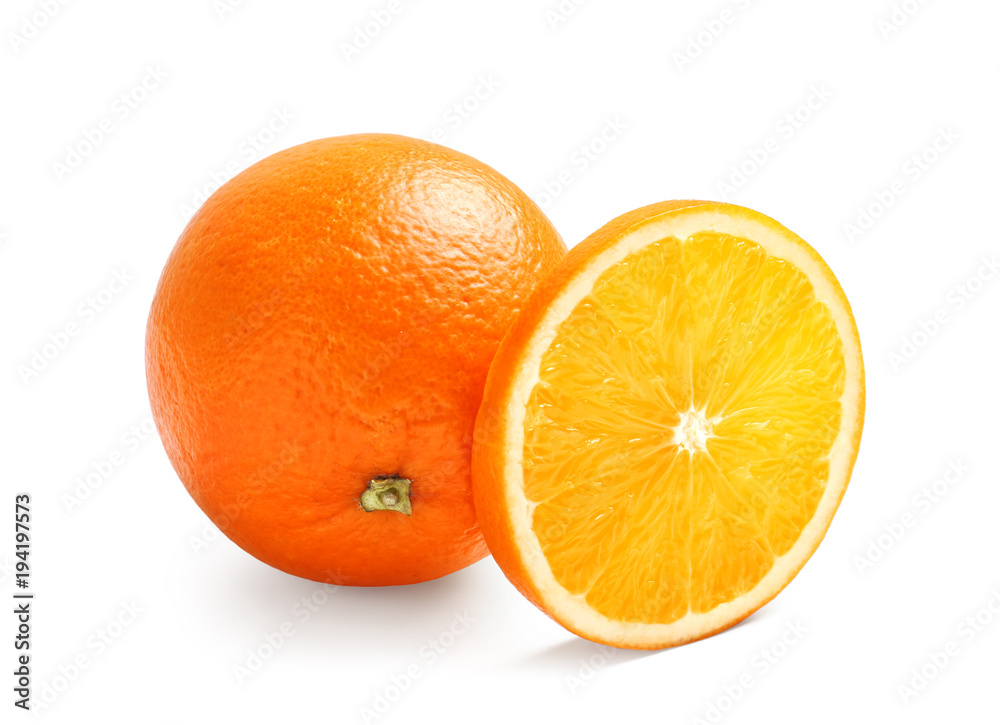 Juicy ripe orange on white background Juicy ripe orange on white background