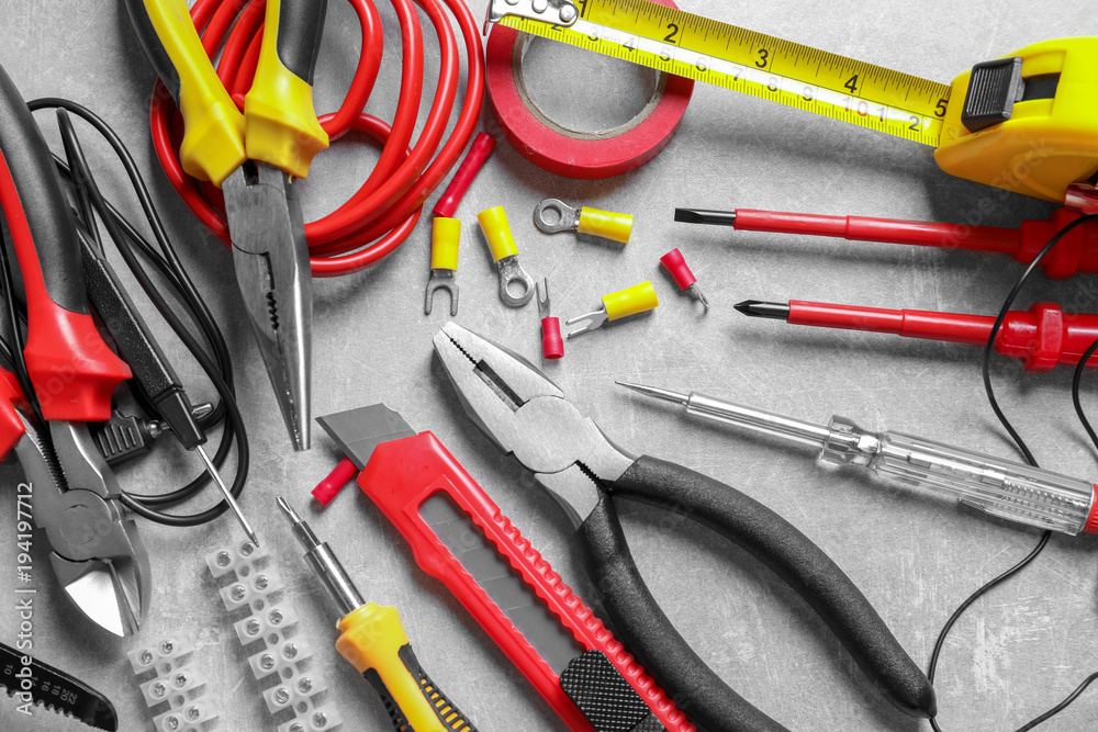Different electrical tools on table Different electrical tools on table