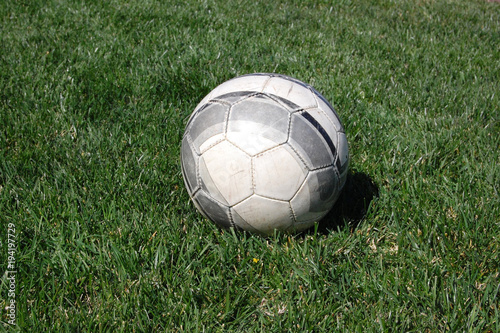 Soccer ball lying in the grass