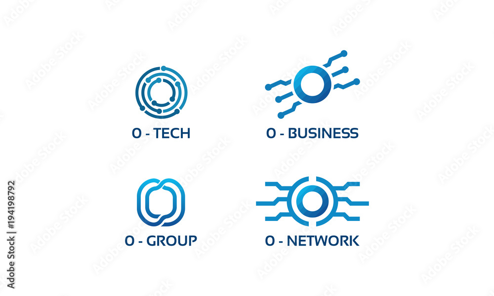 O initial Tech logo vector set, Cool O Initial Wire logo template vector