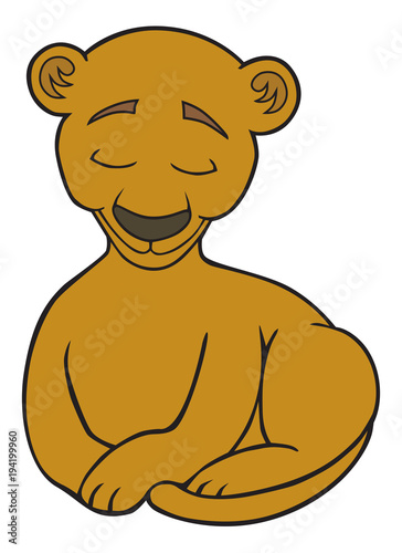 Fototapeta Naklejka Na Ścianę i Meble -  A cartoon lioness is taking a nap