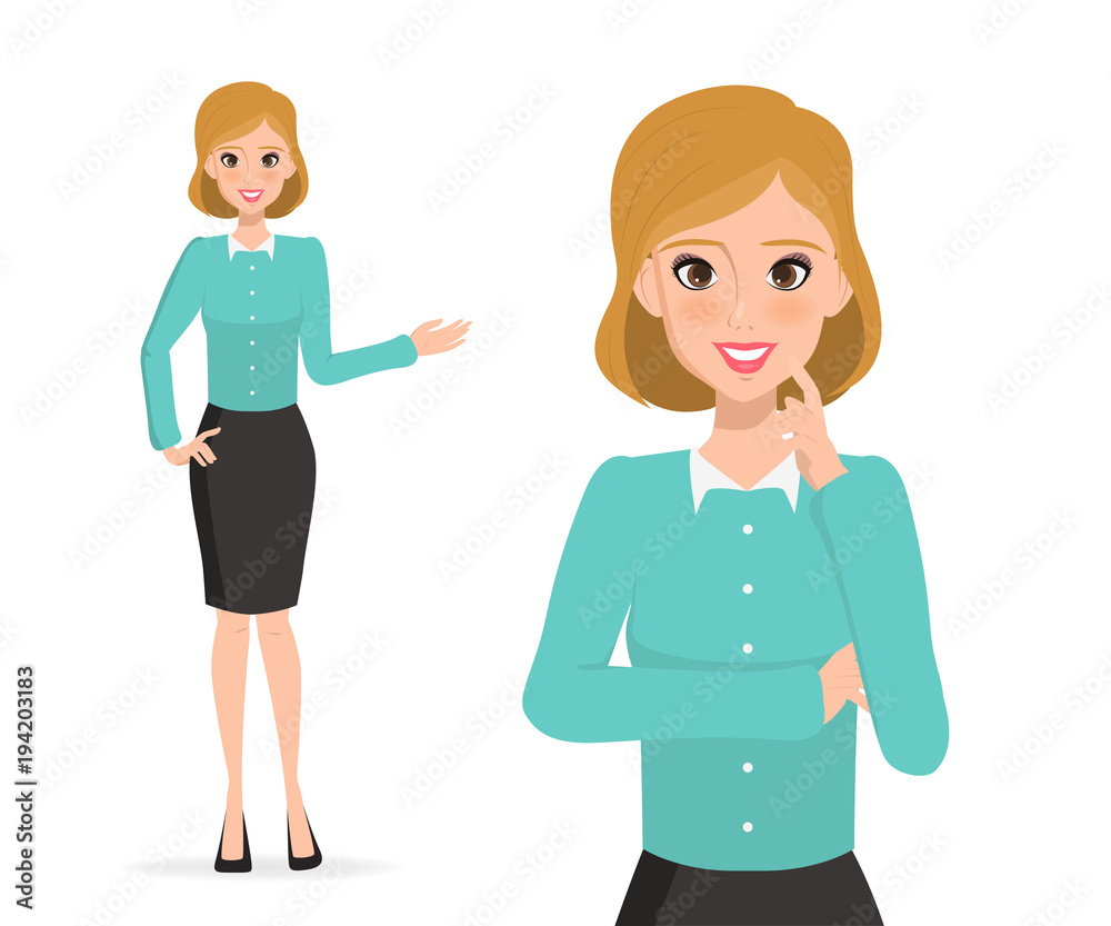 business woman presenting character. business people in job. business woman presenting character. business people in job.