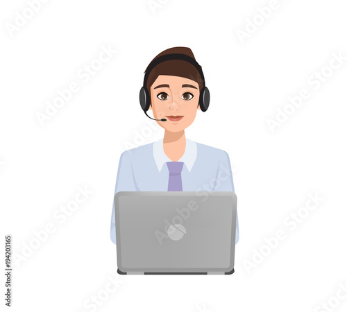 Business people to call center. Customer service character. Illustration vector.