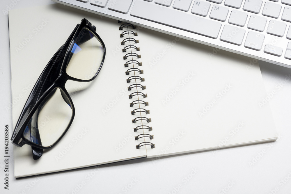 Office desk table with supplies. Flat lay Business workplace and objects. Top view. Copy space for text Office desk table with supplies. Flat lay Business workplace and objects. Top view. Copy space for text